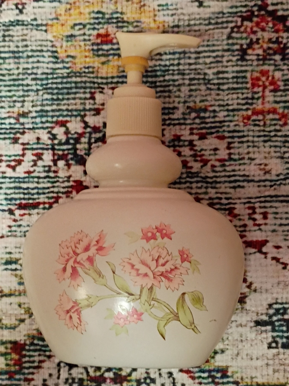 Avon Vintage Pink Floral Ceramic Lotion Pump